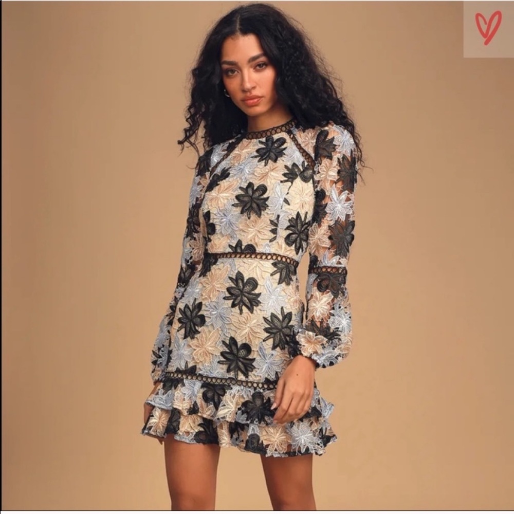 Lulu’s Crochet Lace Ruffled Dress | Size Medium